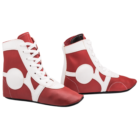 Купить Обувь для самбо SM-0102, кожа, красный Rusco в Онеге 