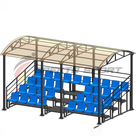 Купить Трибуна для зрителей 4 ряда на 34 места с навесом и перилами в Онеге 